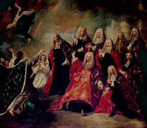 Ex-Voto. Het Corps de Ville vraagt om terugkeer van goed weer, detail van het Corps de Ville, 1726